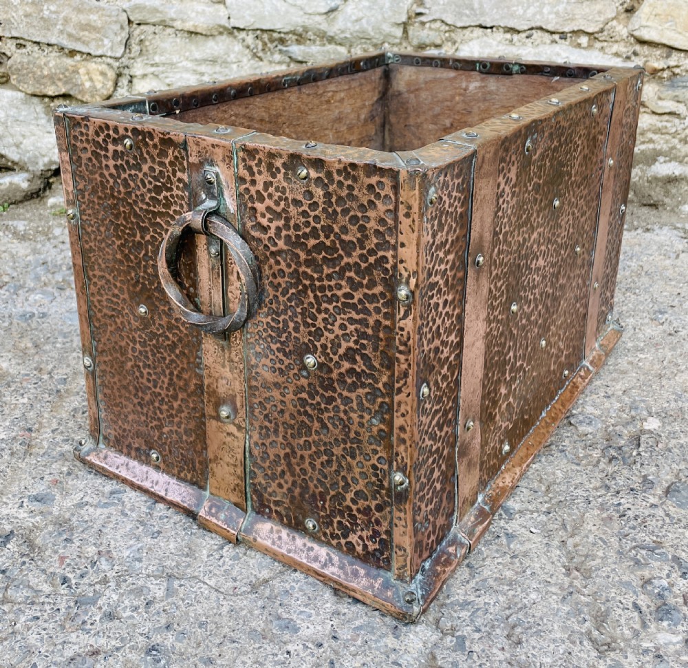 Arts and Crafts Copper Log Bin / Planter View IX