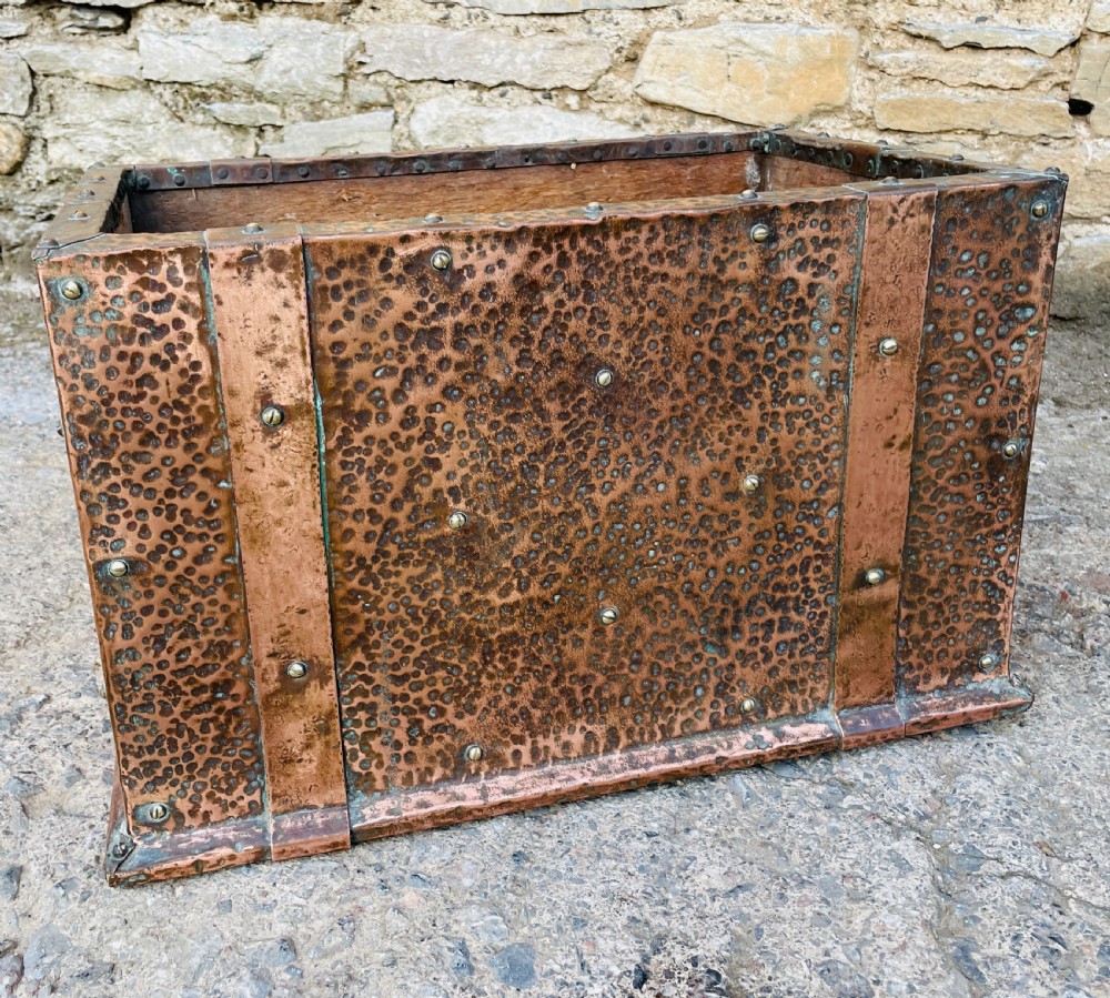 Arts and Crafts Copper Log Bin / Planter View XII