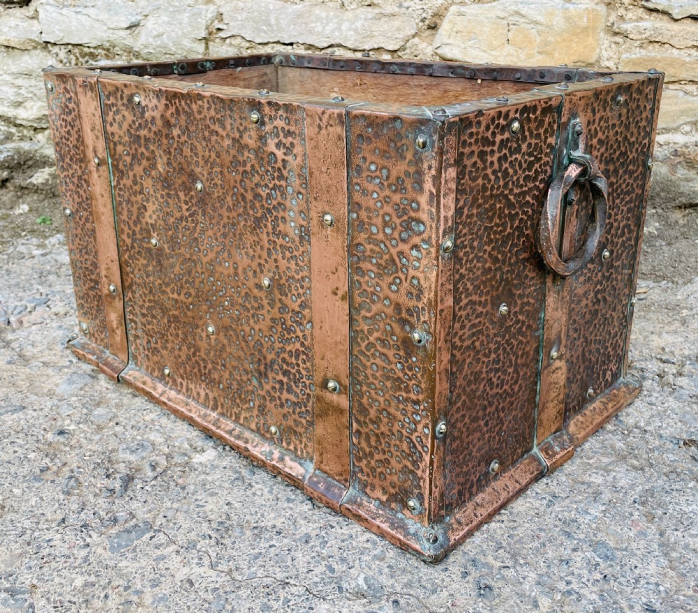 Arts and Crafts Copper Log Bin / Planter View XIII