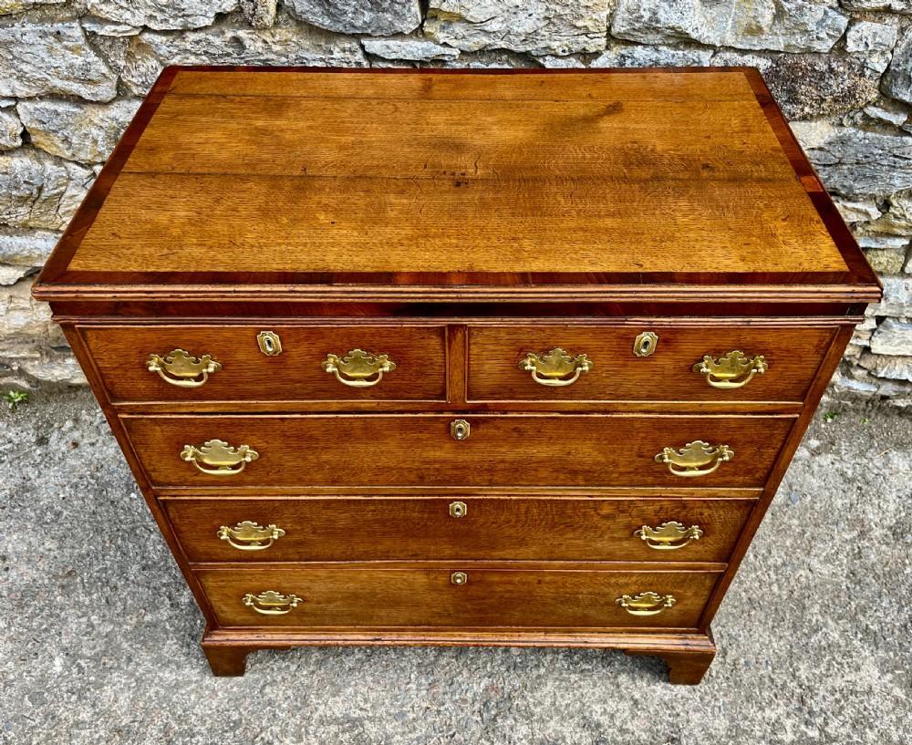 Georgian Oak Crossbanded Chest of Drawers View V