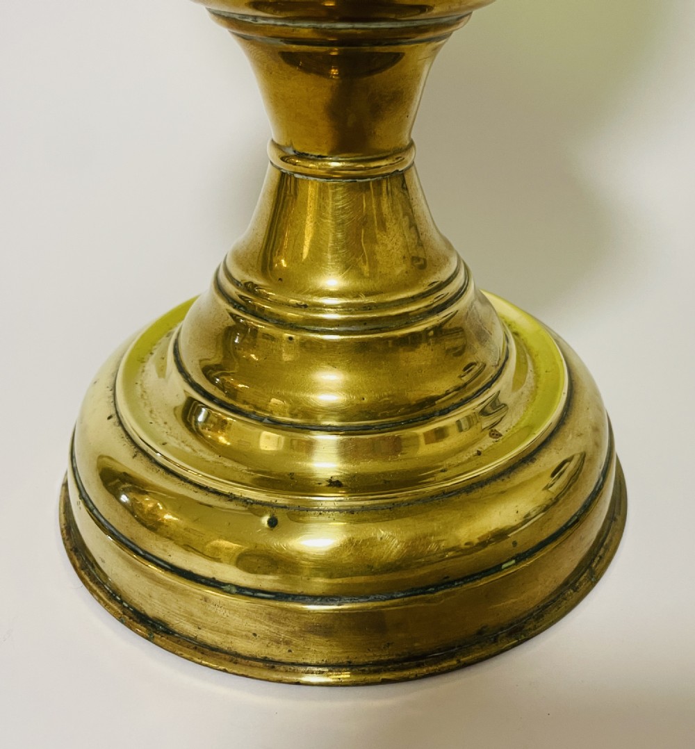 Antique Brass Oil Lamp with Green Glass Shade View IV