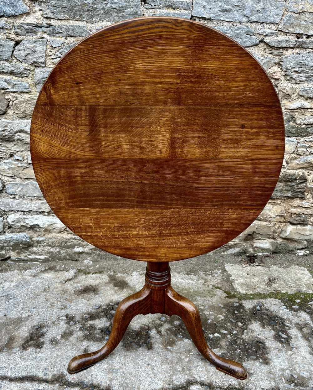 Georgian Oak Tilt Top Wine Table View XI