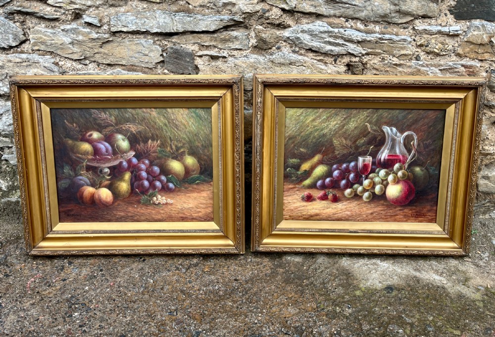Pair of Still Life Oil on Canvas Paintings Signed F.H. Morley
