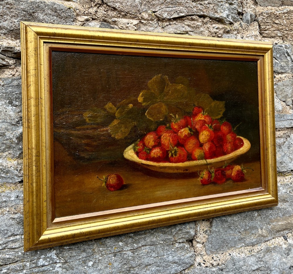 Oil Painting Still Life of Strawberries View II