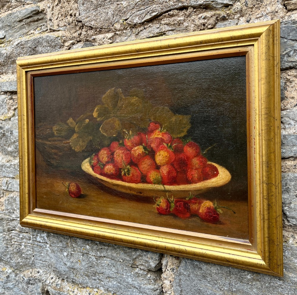 Oil Painting Still Life of Strawberries View III