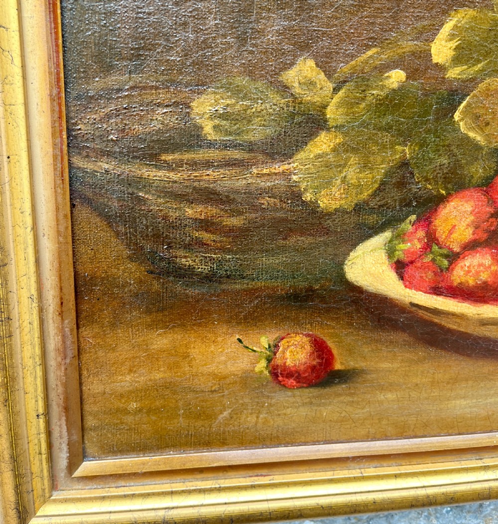 Oil Painting Still Life of Strawberries View IV