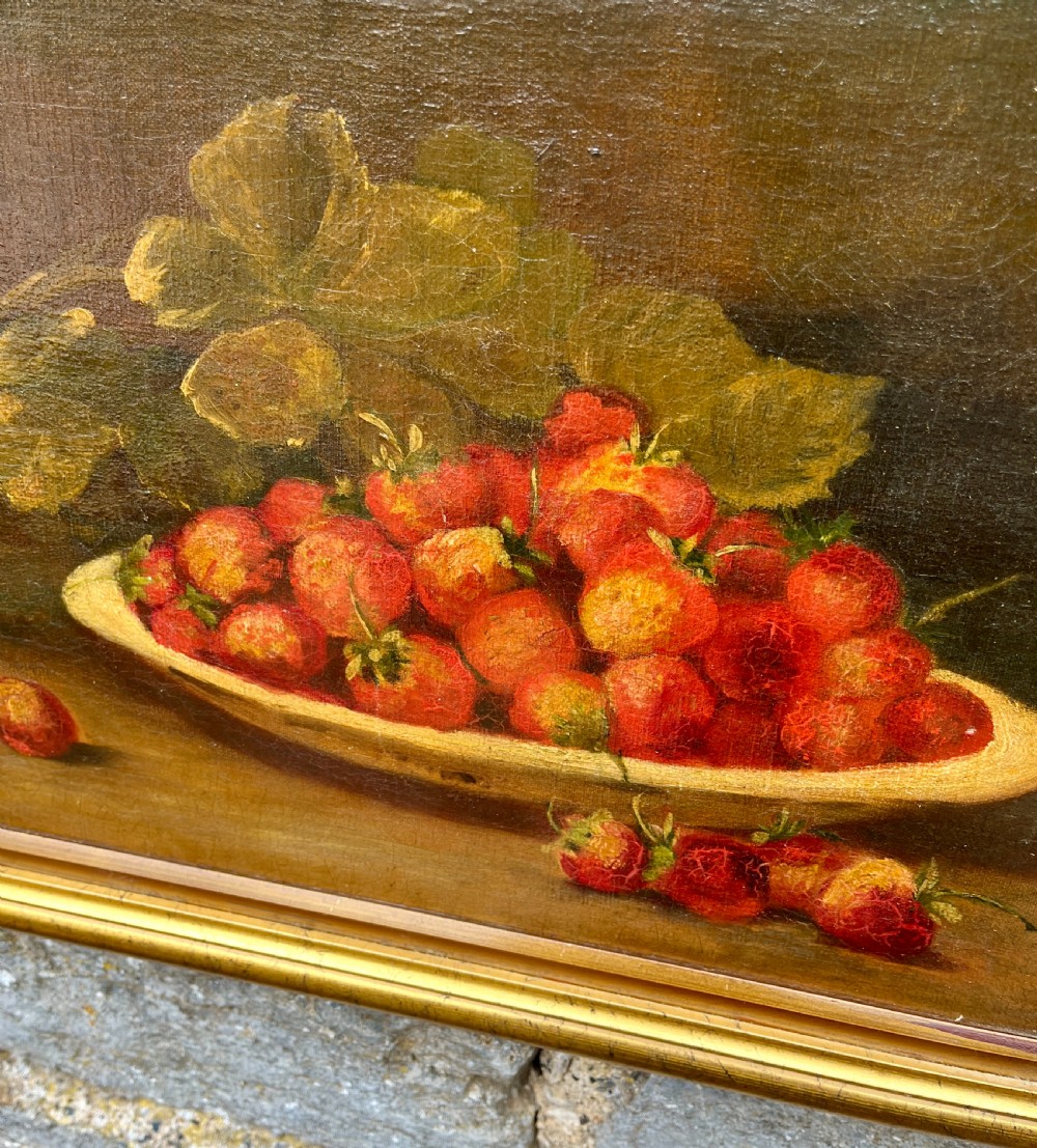 Oil Painting Still Life of Strawberries View IX