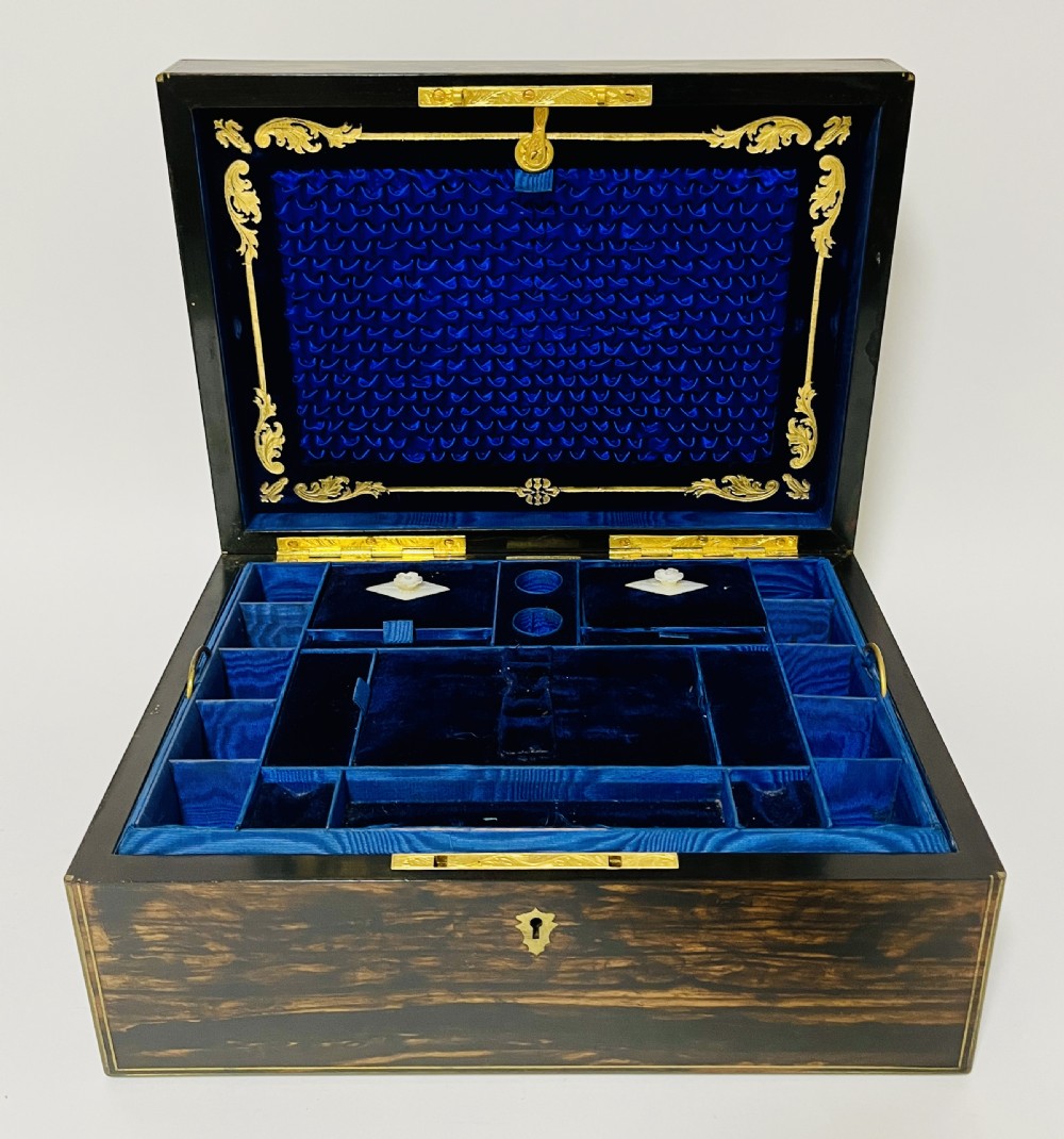 Victorian Coromandel Sewing Box by Parkins & Gotto
