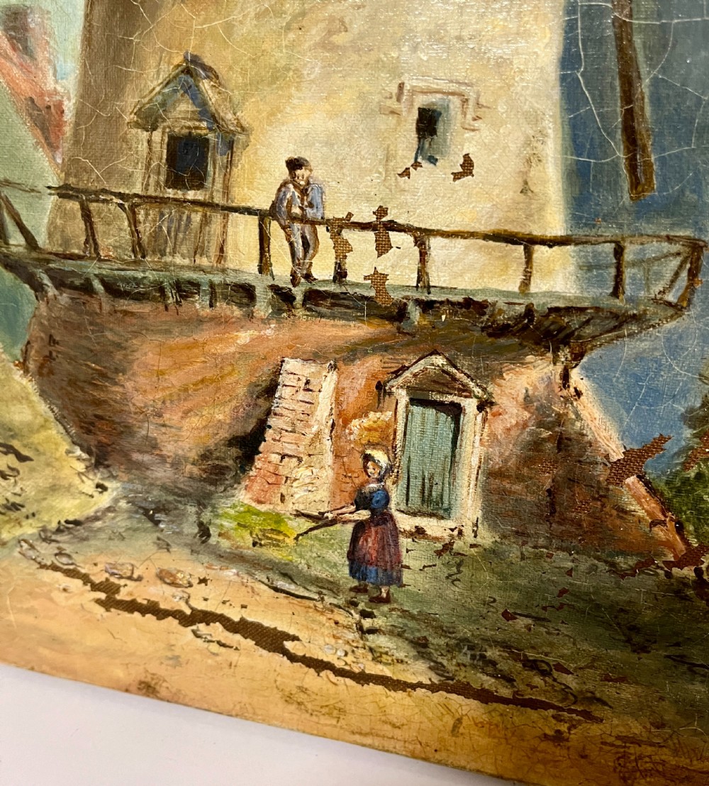 Oil on Canvas Painting of a Windmill View III