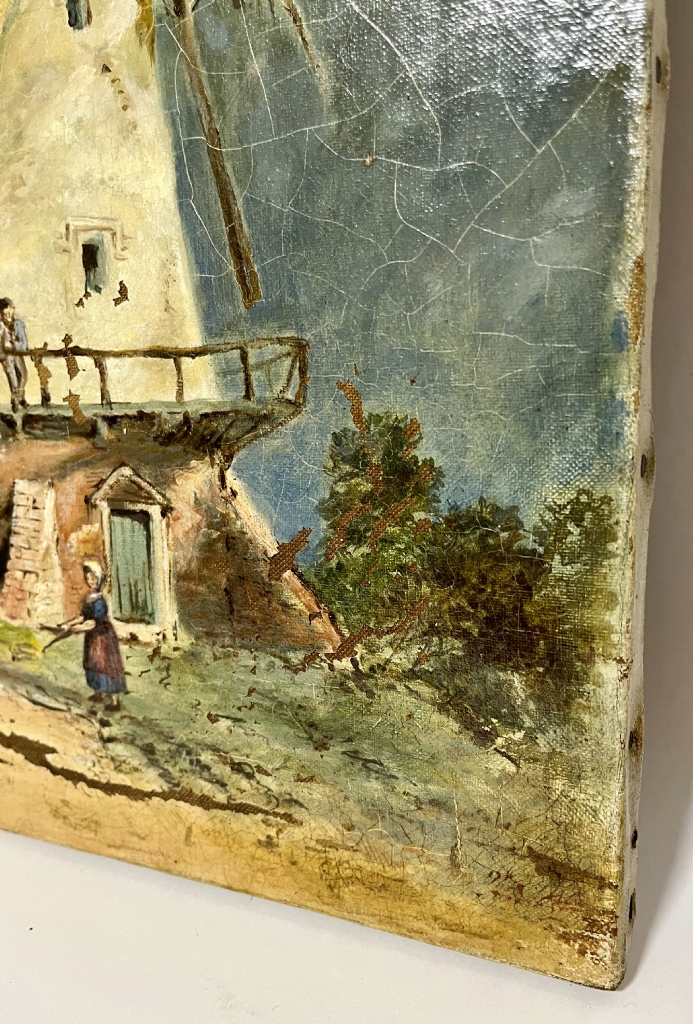 Oil on Canvas Painting of a Windmill View VI