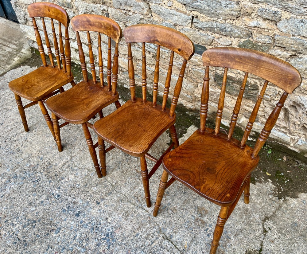 Set of 4 Antique Elm Kitchen Chairs View IV