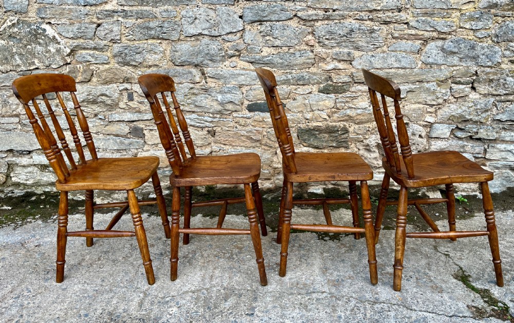 Set of 4 Antique Elm Kitchen Chairs View V