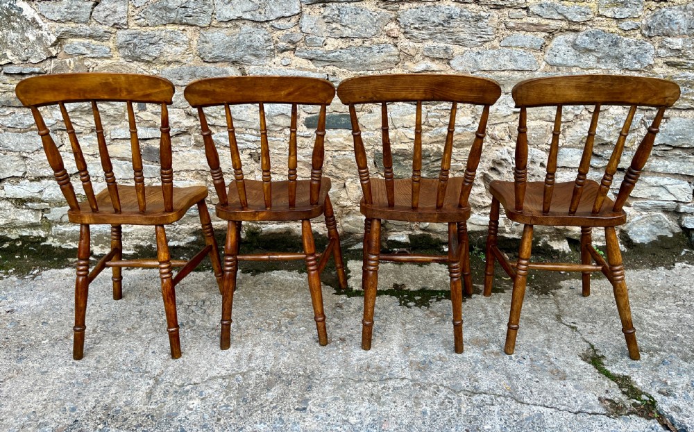 Set of 4 Antique Elm Kitchen Chairs View VI