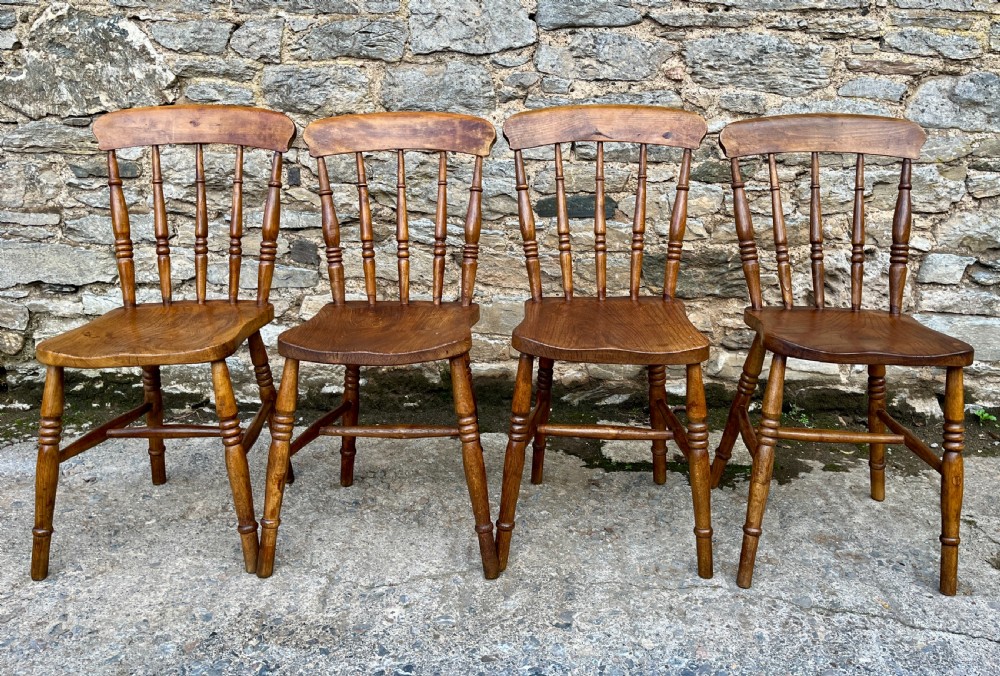Set of 4 Antique Elm Kitchen Chairs View VIII