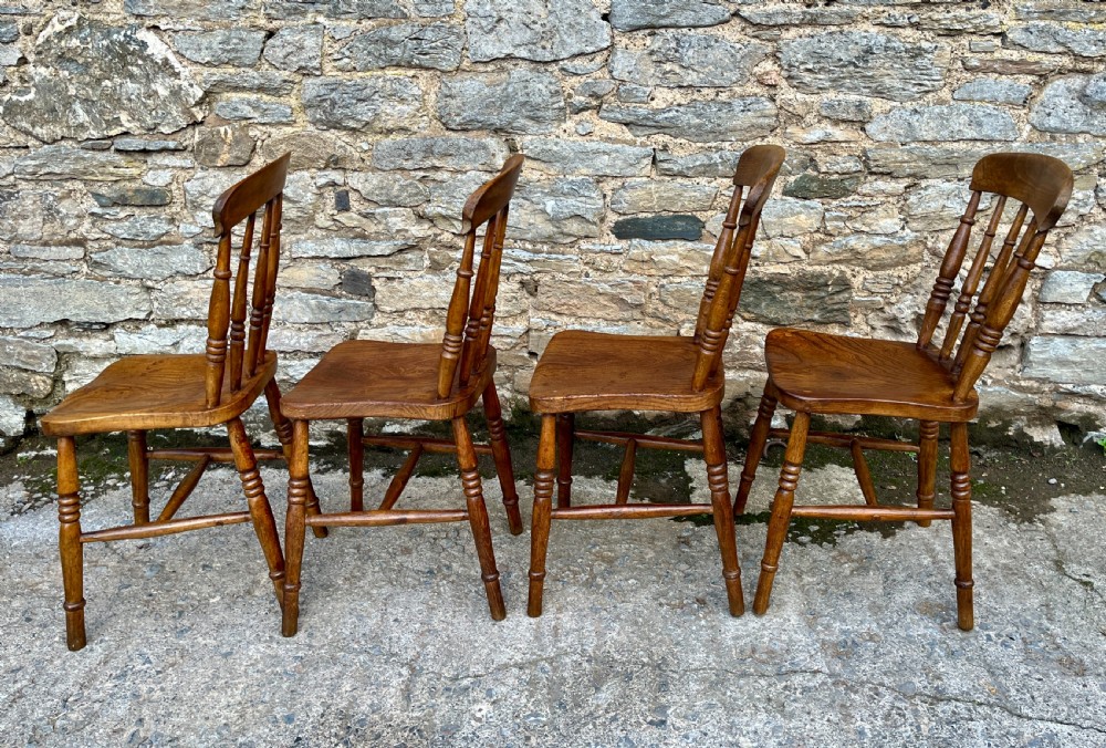 Set of 4 Antique Elm Kitchen Chairs View IX