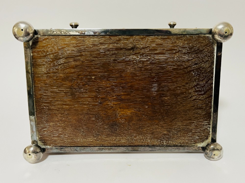 Victorian Oak and Silver Plate Mounted Desk Inkstand View XV