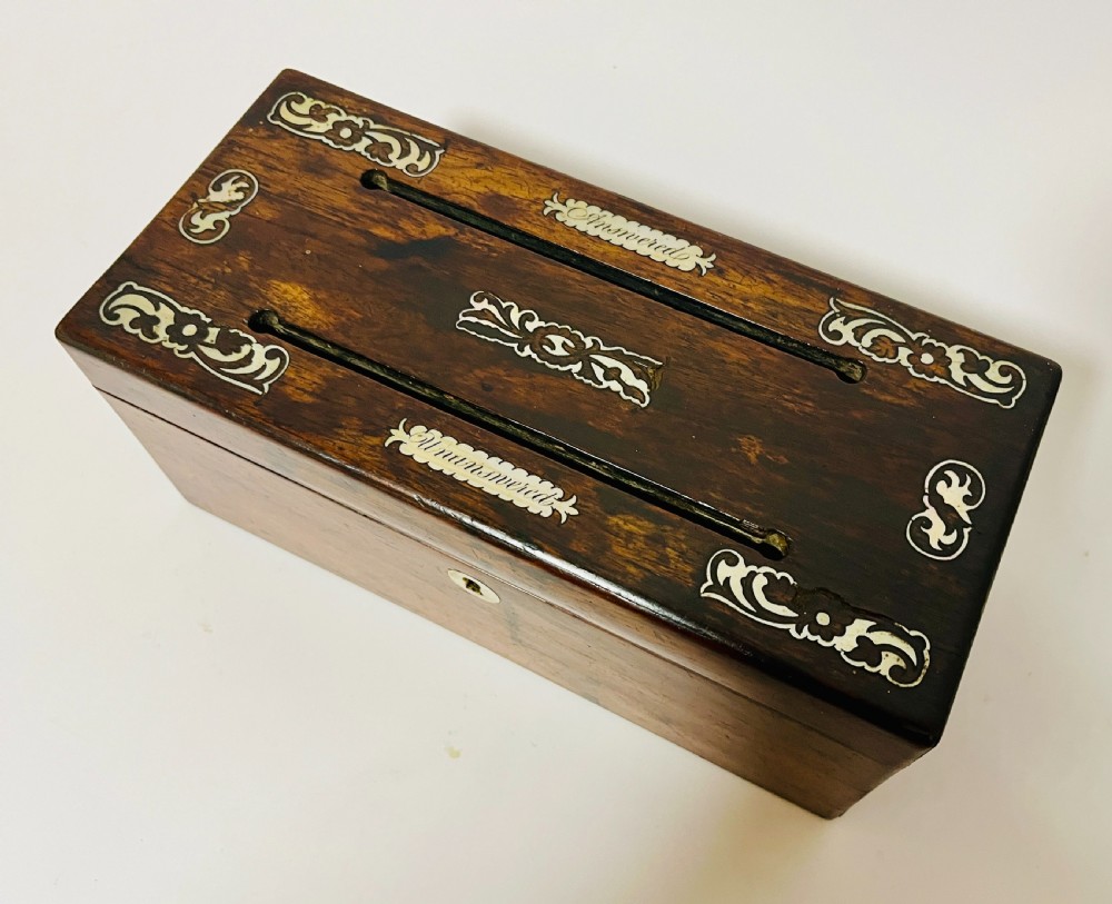 Victorian Rosewood Inlaid Correspondence Box View III