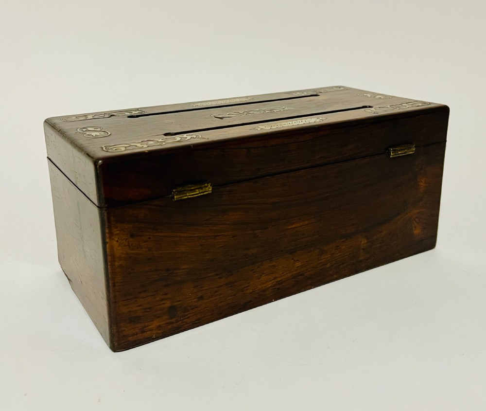Victorian Rosewood Inlaid Correspondence Box View VI
