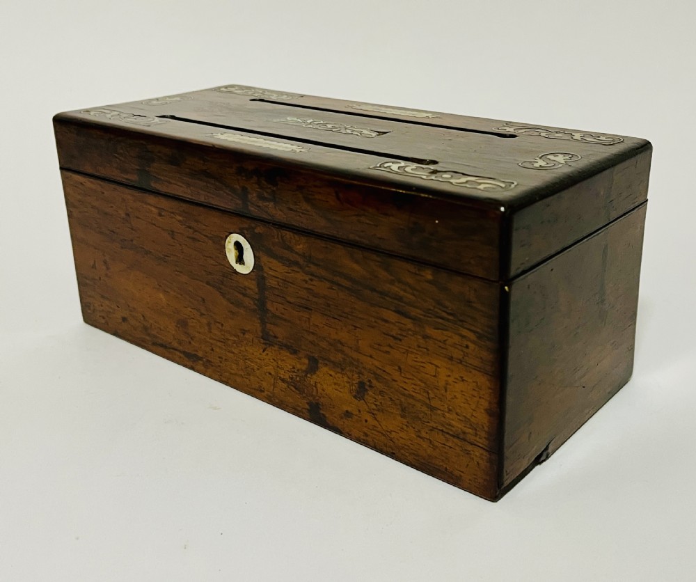Victorian Rosewood Inlaid Correspondence Box View VIII