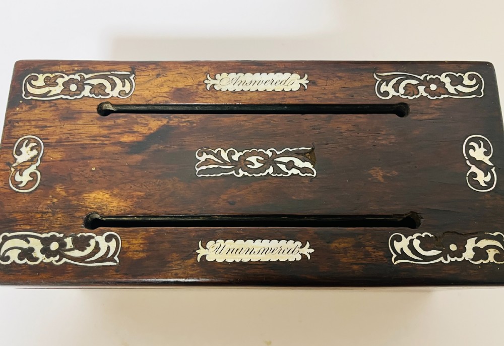 Victorian Rosewood Inlaid Correspondence Box View IX