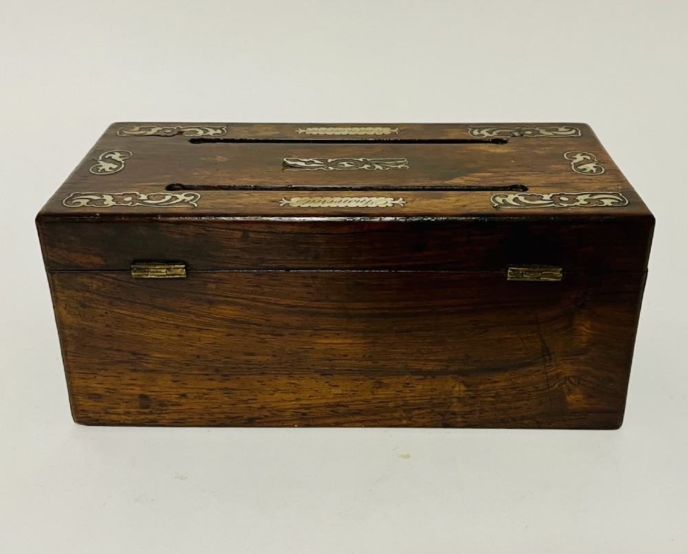 Victorian Rosewood Inlaid Correspondence Box View XV