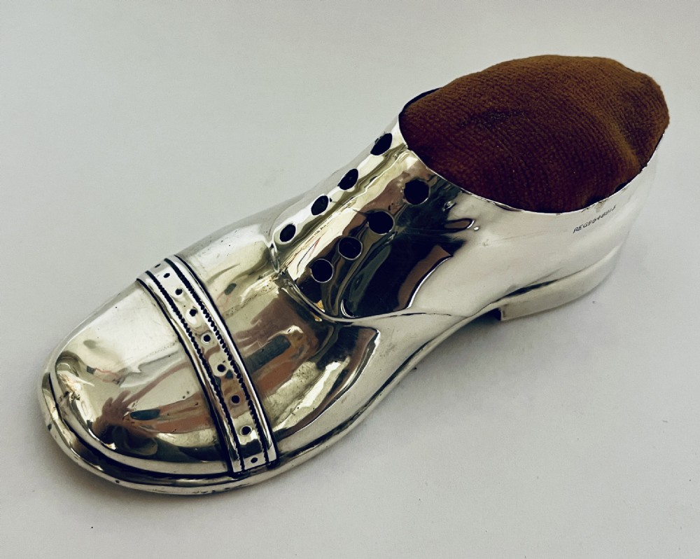 Antique Silver Shoe Pin Cushion View X