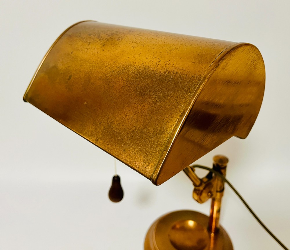 Antique Copper Banker's Desk Lamp View IX
