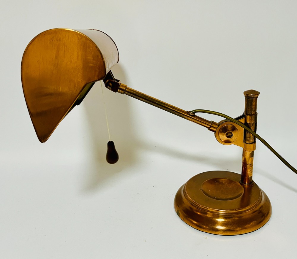Antique Copper Banker's Desk Lamp View X