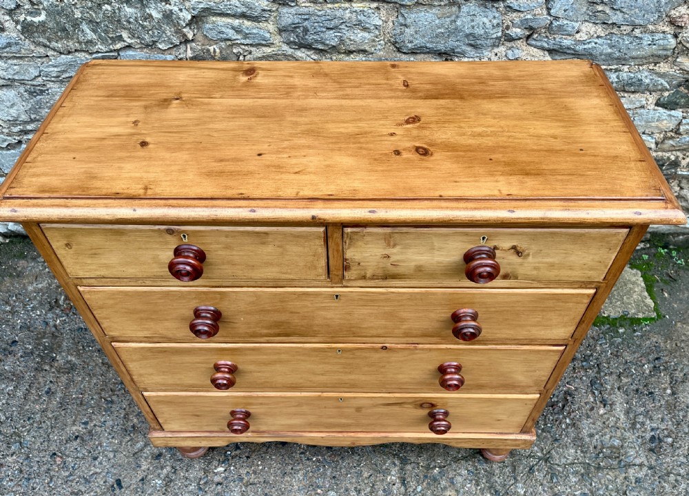 Large Antique Stripped Pine Chest of Drawers View II