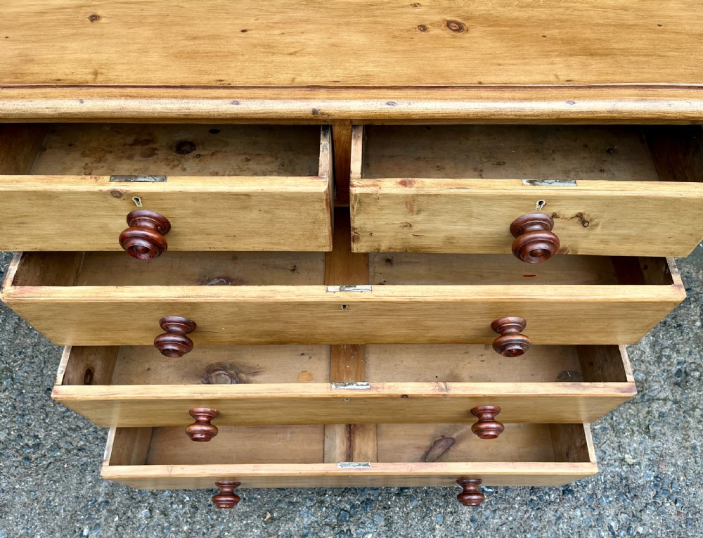 Large Antique Stripped Pine Chest of Drawers View XII