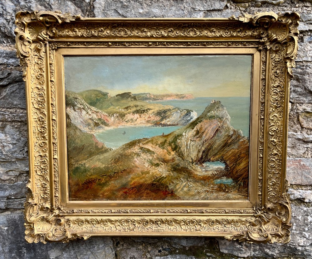 W.J.Muller (1812-1845) “Lulworth Cove from Hambury Tout” Oil on Board