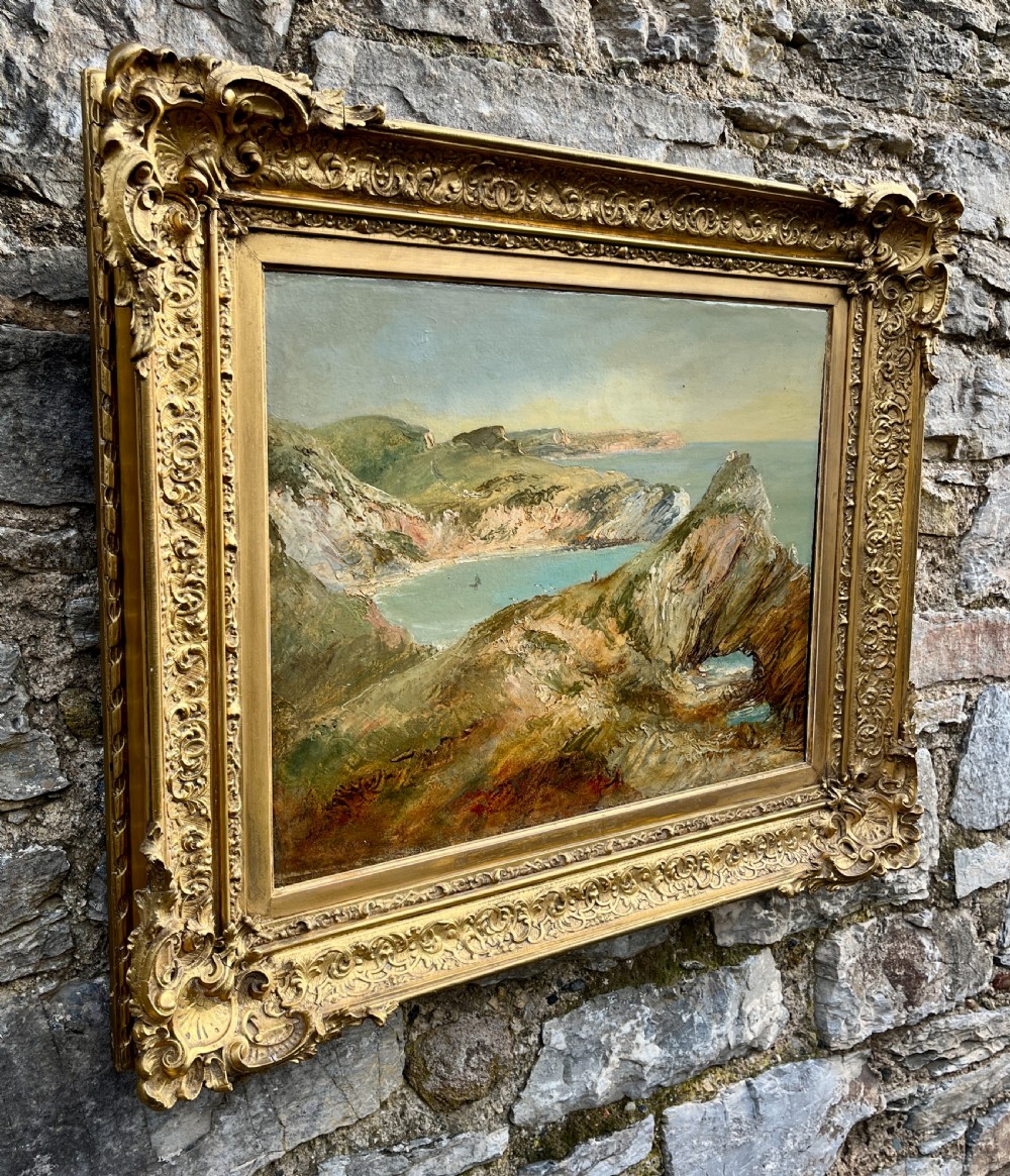 W.J.Muller (1812-1845) “Lulworth Cove from Hambury Tout” Oil on Board View II
