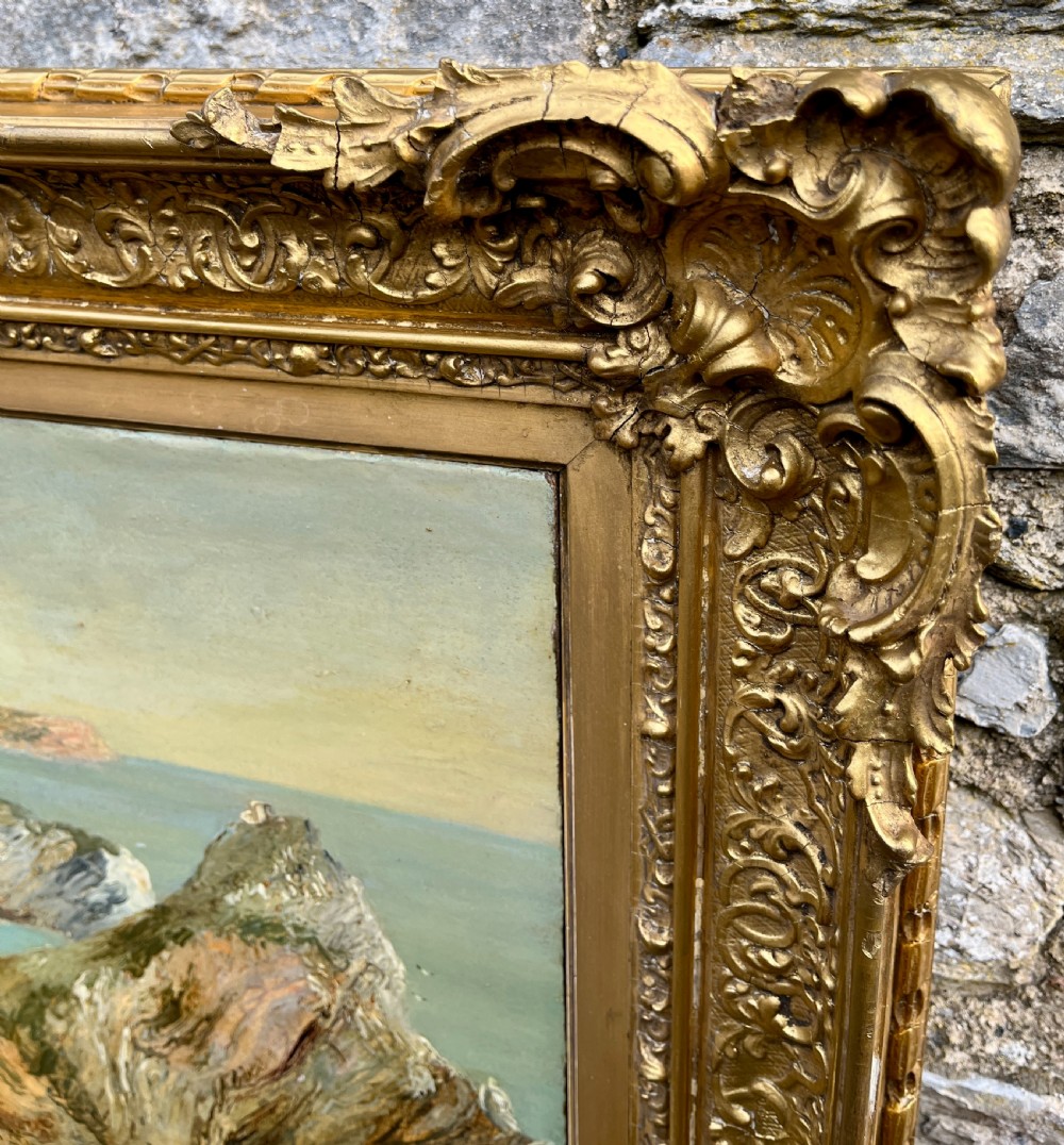 W.J.Muller (1812-1845) “Lulworth Cove from Hambury Tout” Oil on Board View IX