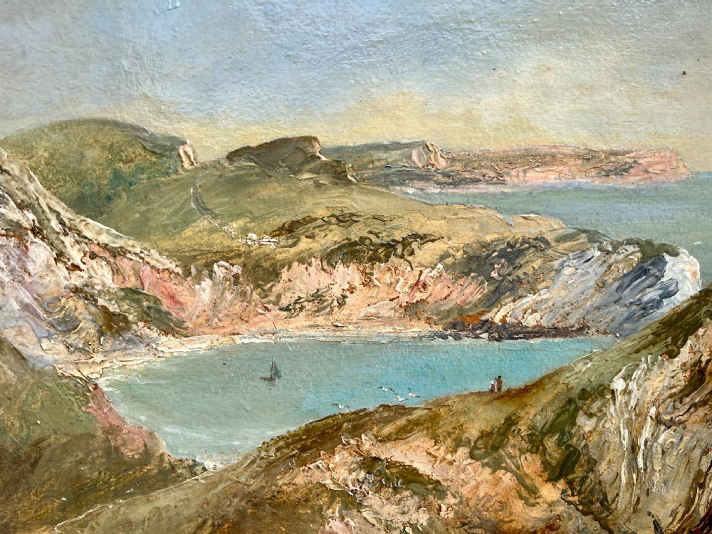 W.J.Muller (1812-1845) “Lulworth Cove from Hambury Tout” Oil on Board View XV