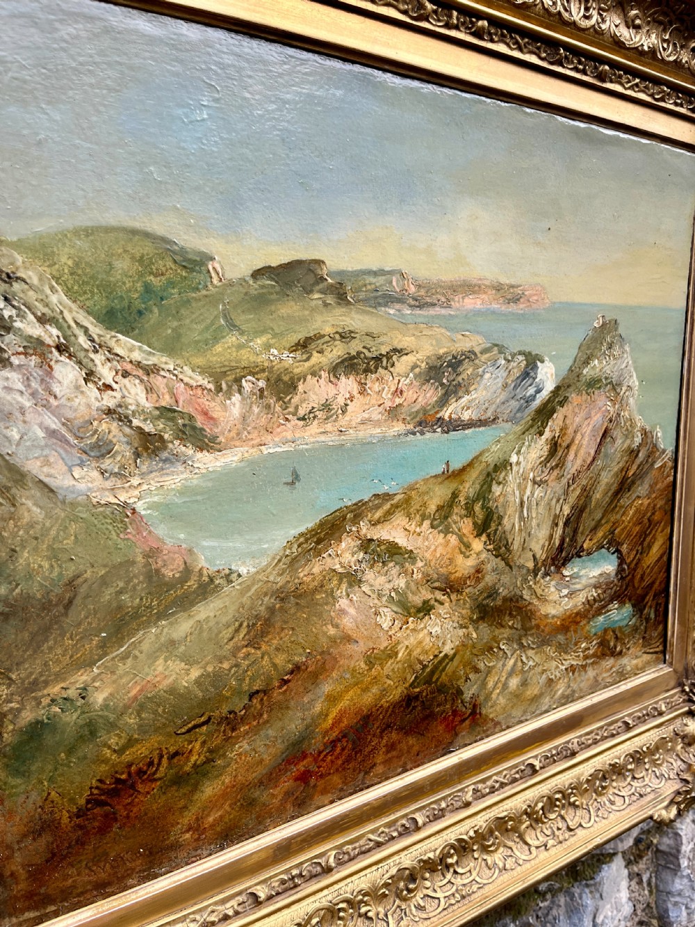 W.J.Muller (1812-1845) “Lulworth Cove from Hambury Tout” Oil on Board View XVIII