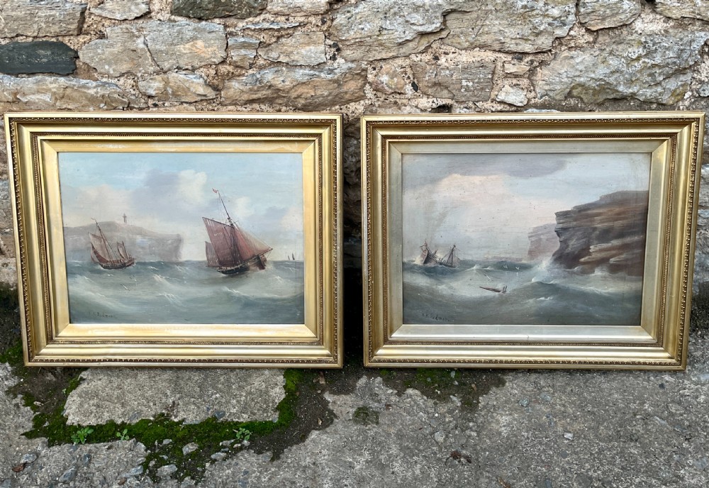 Pair of Marine Oil on Board Paintings
