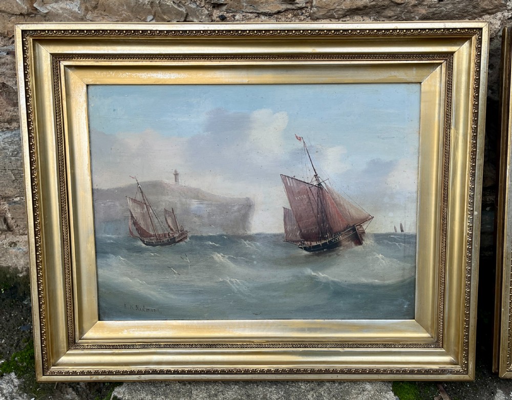 Pair of Marine Oil on Board Paintings View III