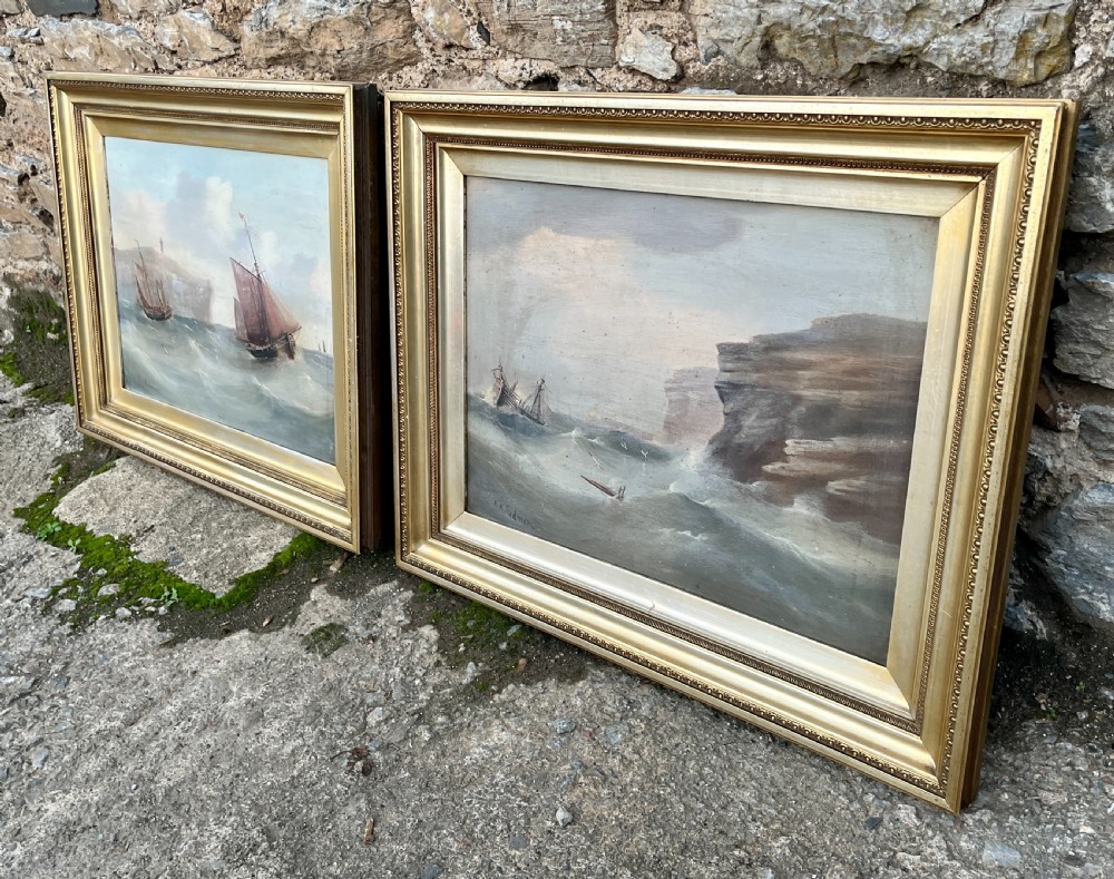 Pair of Marine Oil on Board Paintings View VI