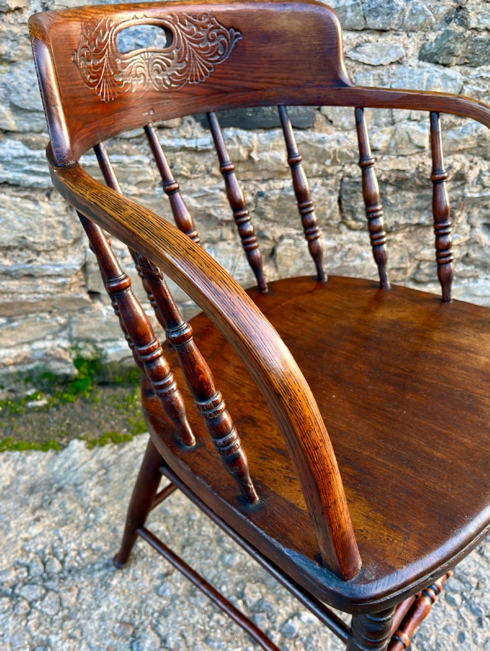 Antique Oak Captains Chair View XIII