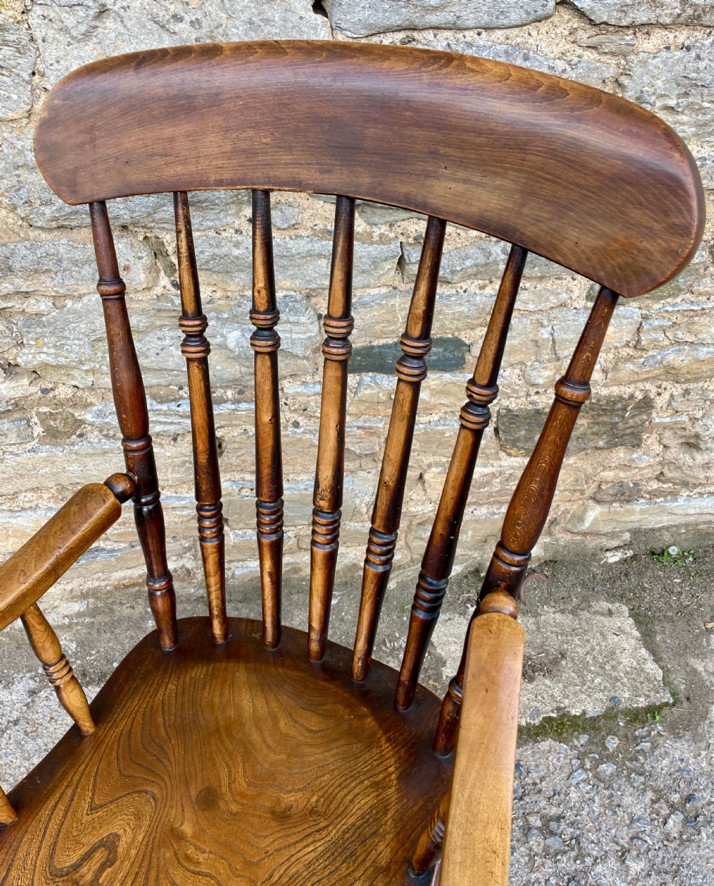 Antique Elm Windsor Farmhouse Chair View V