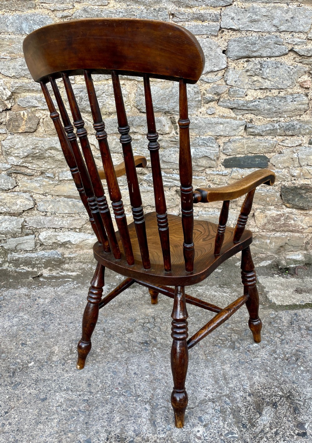 Antique Elm Windsor Farmhouse Chair View X