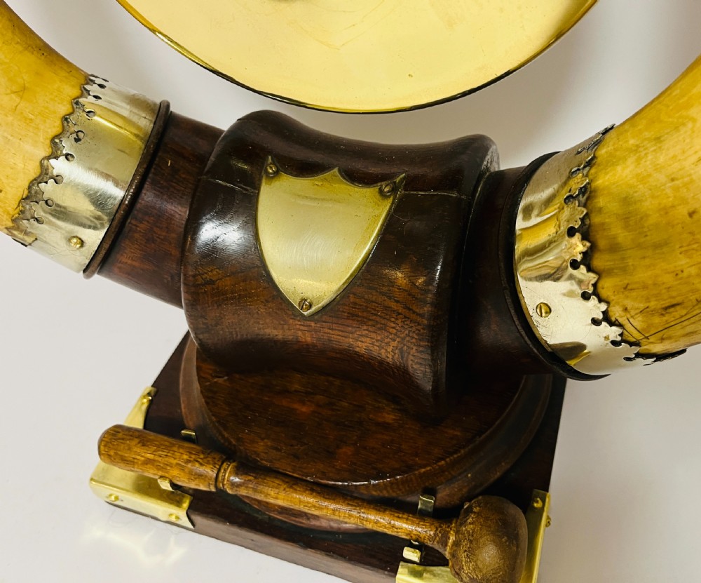 Victorian Oak and Horn Dinner Gong View IV