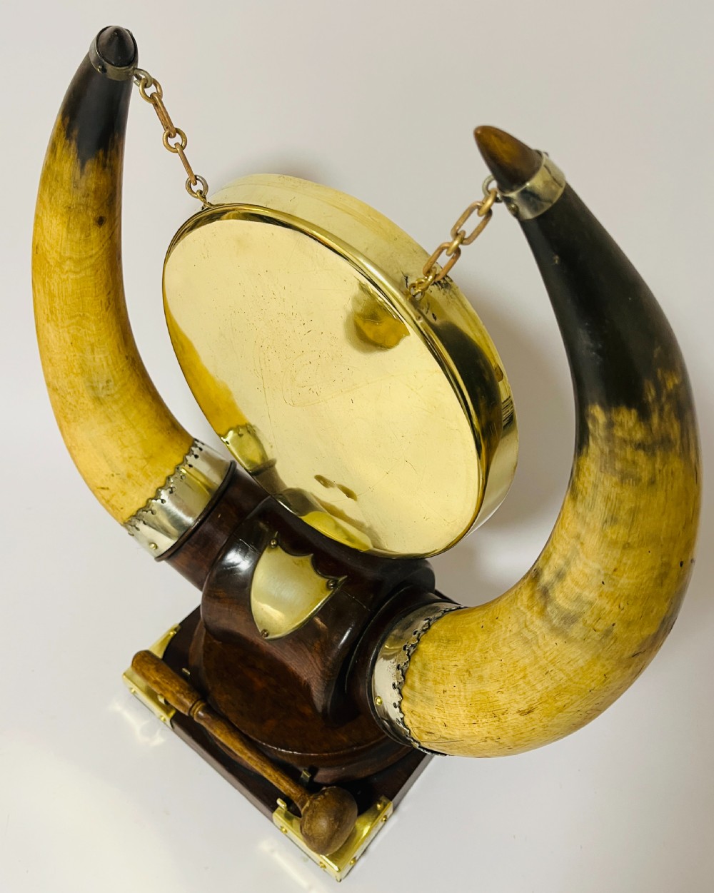 Victorian Oak and Horn Dinner Gong View V