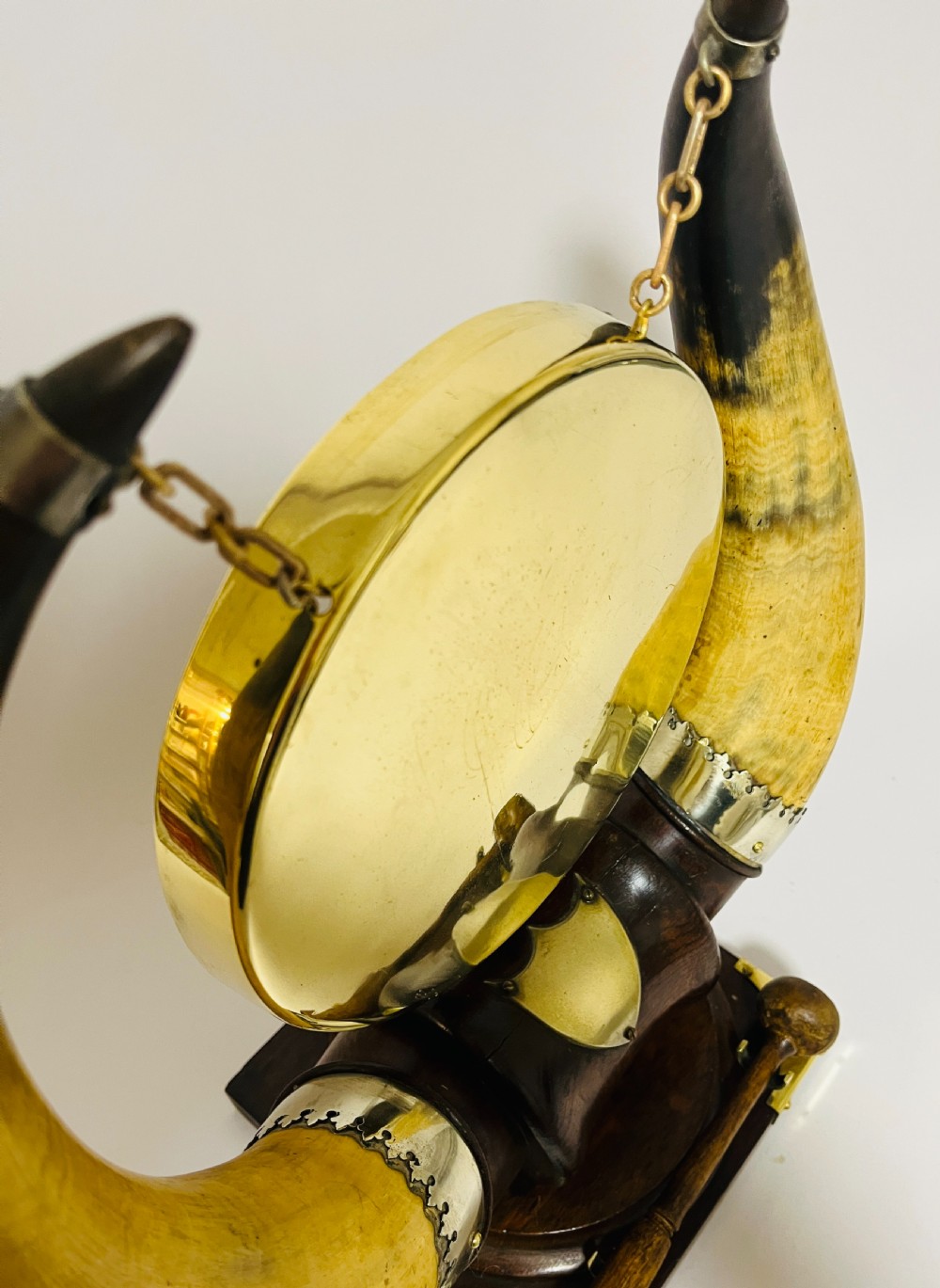 Victorian Oak and Horn Dinner Gong View VI