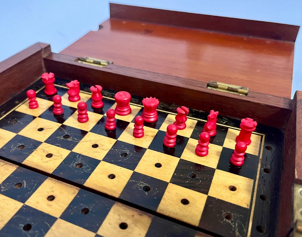 Antique Travelling Chess Set View V