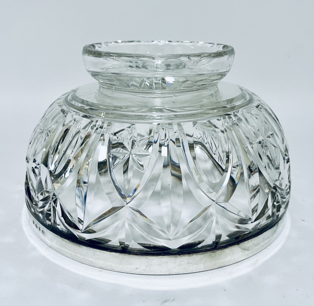 Antique Cut Glass Bowl with Silver Rim View VIII
