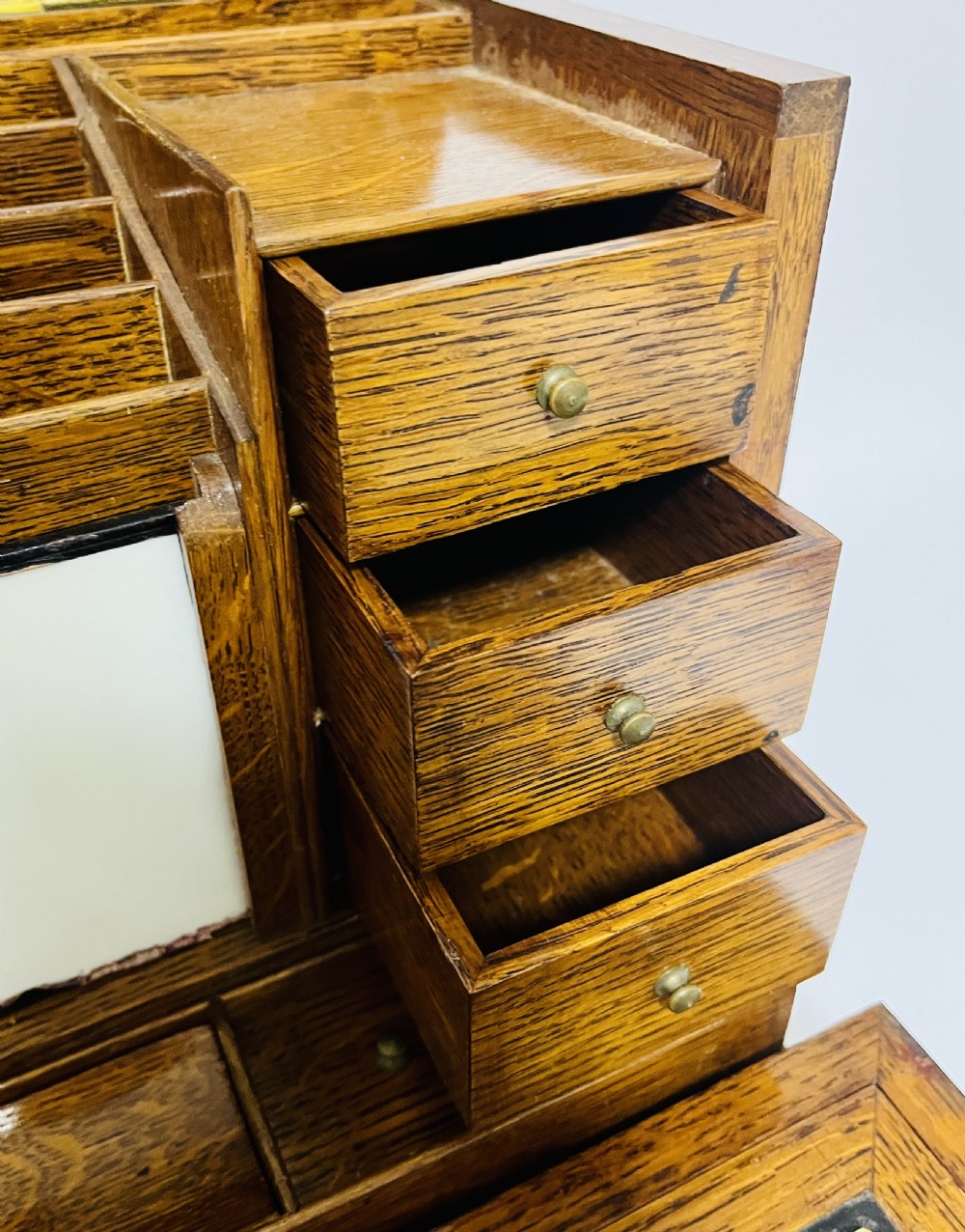 Large Victorian Oak Stationery Cabinet View XVII