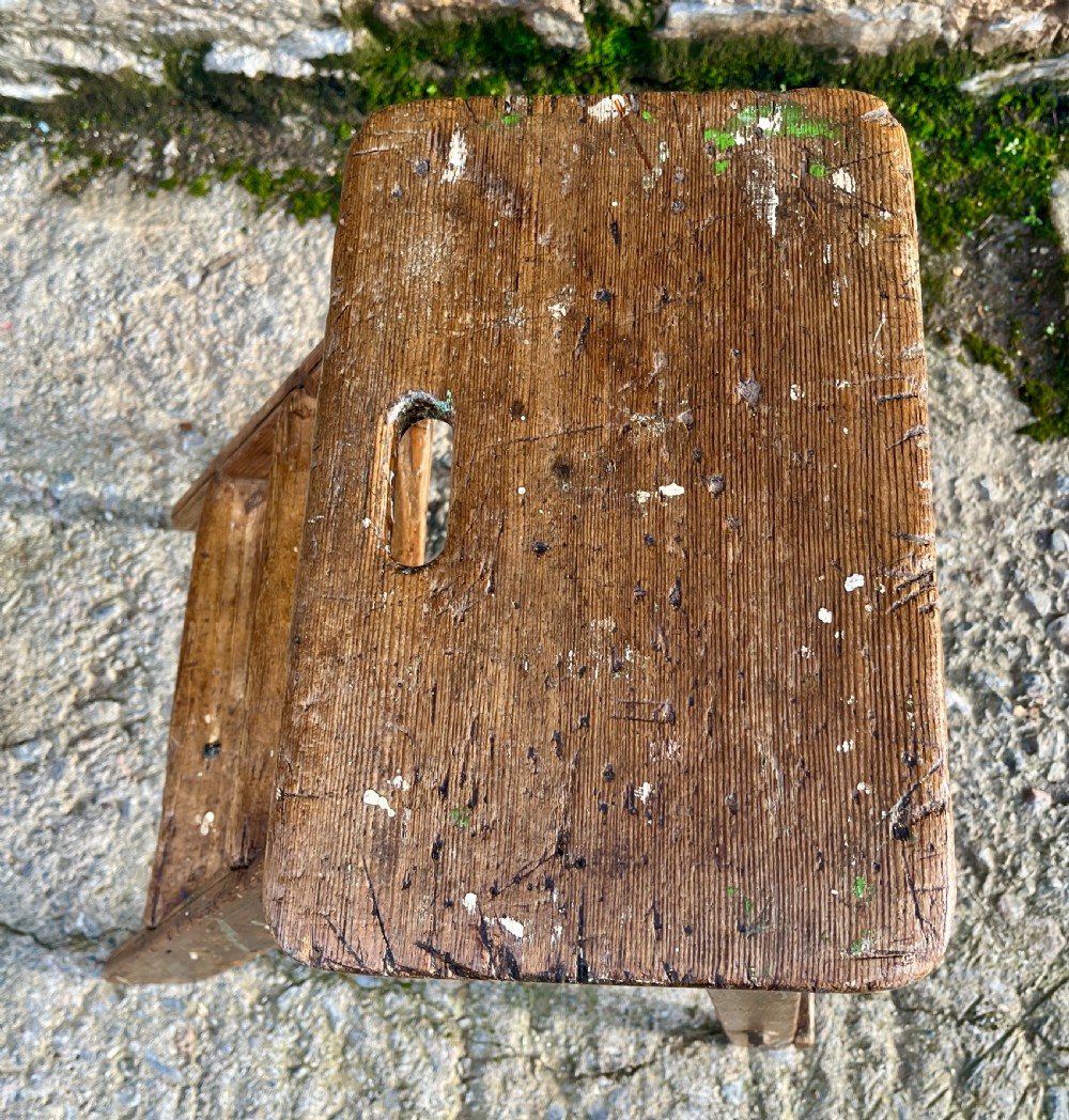Small Antique Pine Folding Steps View III