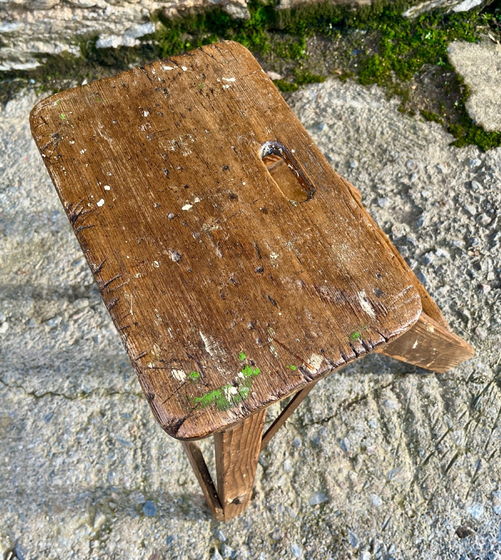 Small Antique Pine Folding Steps View V