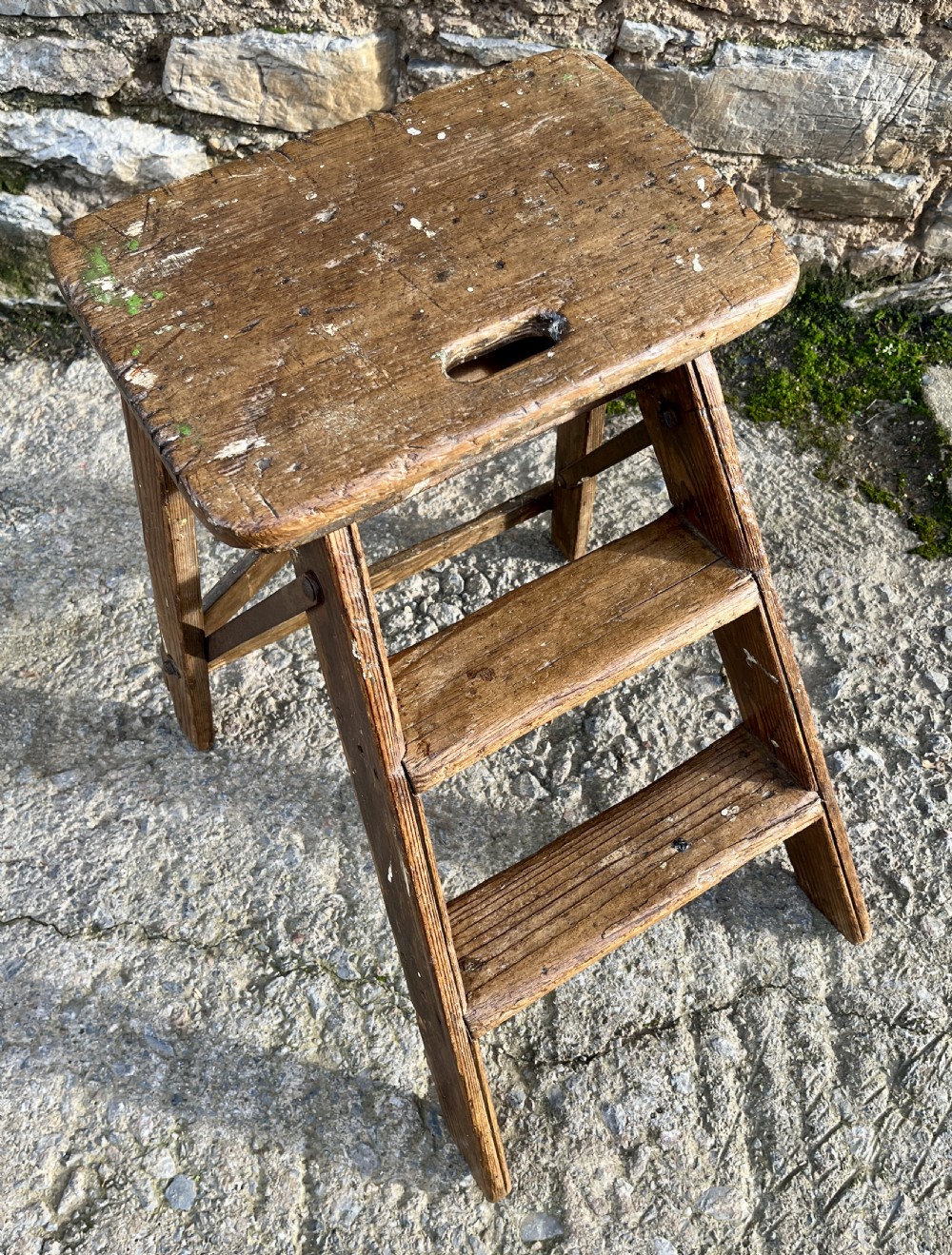 Small Antique Pine Folding Steps View XIII